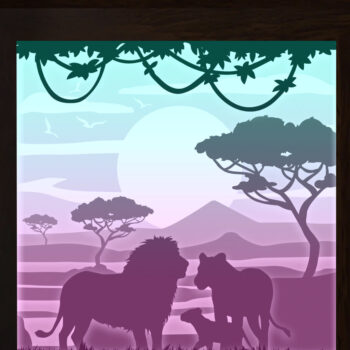 Intra απο ξύλο plywood Χρώμα wenge 3mm-4mm πάχος - Φωτιστικό κουτί Family Lion 3 Paper Cut Δίασταση 20x20 cm INTRAFABR-95648842 - Image 1