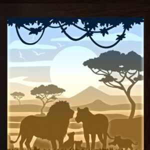 Intra απο ξύλο plywood  Χρώμα wenge 3mm-4mm πάχος - Πρότυπο χάρτινο κουτί κοπής Family Lion Δίασταση 20x20 cm INTRAFABR-95648879