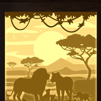 Intra απο ξύλο plywood  Χρώμα wenge 3mm-4mm πάχος - Πρότυπο χάρτινο κουτί κοπής Family Lion Δίασταση 20x20 cm INTRAFABR-95648879 - Image 2