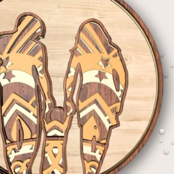 Intra απο ξύλο plywood  Χρώμα wenge 3mm-4mm πάχος - Family Medalion, 5 Layers, Mandala Δίασταση 30x30 cm INTRAFABR-95711645 - Image 1