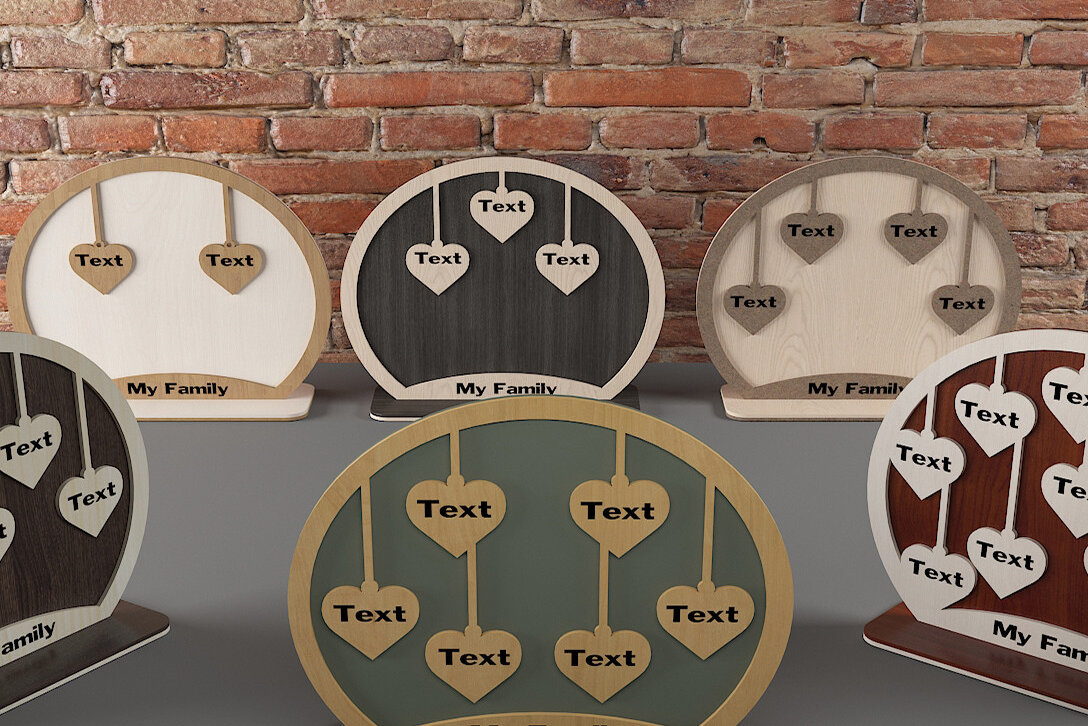 Intra απο ξύλο plywood  Χρώμα wenge 3mm-4mm πάχος - Βάσεις για μέλη της οικογένειας / Οικογενειακό δώρο 482 Δίασταση 30x20 cm INTRAFABR-95711741