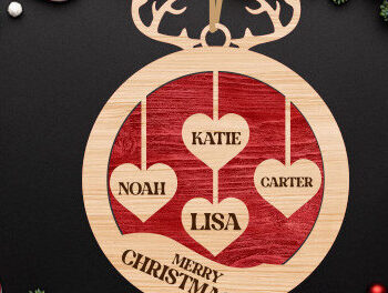 Intra απο ξύλο plywood  Χρώμα wenge 3mm-4mm πάχος - Οικογενειακό Χριστουγεννιάτικο στολίδι Δίασταση 6x6 cm INTRAFABR-105321483 - Image 2