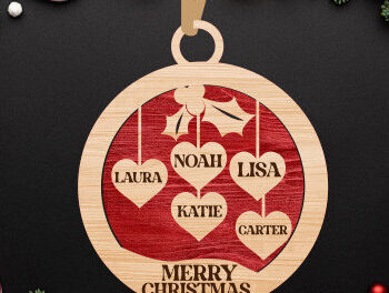 Intra απο ξύλο plywood  Χρώμα wenge 3mm-4mm πάχος - Οικογενειακό Χριστουγεννιάτικο στολίδι Δίασταση 6x6 cm INTRAFABR-105321483 - Image 4