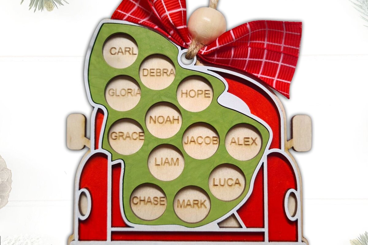 Intra απο ξύλο plywood  Χρώμα wenge 3mm-4mm πάχος - κοπής με λέιζερ Family Ornament, Truck Δίασταση 6x6 cm INTRAFABR-108428531