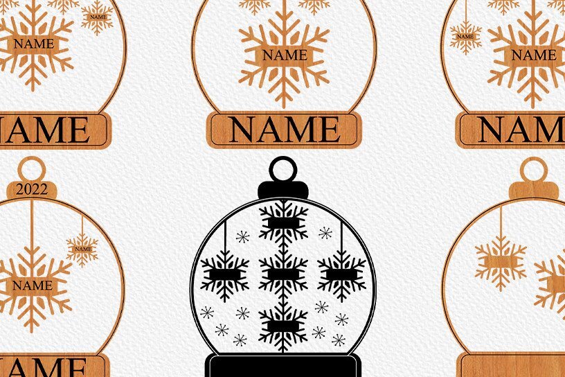 Intra απο ξύλο plywood  Χρώμα wenge 3mm-4mm πάχος - Οικογενειακό στολίδι Snowglobe Χριστούγεννα Δίασταση 6x6 cm INTRAFABR-121325793