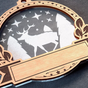 Intra απο ξύλο plywood  Χρώμα wenge 3mm-4mm πάχος - Οικογενειακά στολίδια κοπής με λέιζερ | Χριστούγεννα Δίασταση 6x6 cm INTRAFABR-101022570