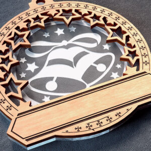 Intra απο ξύλο plywood  Χρώμα wenge 3mm-4mm πάχος - Οικογενειακά στολίδια κοπής με λέιζερ | Χριστούγεννα Δίασταση 6x6 cm INTRAFABR-101022573