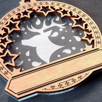 Intra απο ξύλο plywood  Χρώμα wenge 3mm-4mm πάχος - Οικογενειακά στολίδια κοπής με λέιζερ | Χριστούγεννα Δίασταση 6x6 cm INTRAFABR-101022560 - Image 6