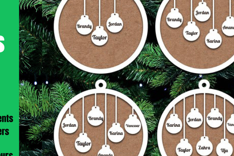 Intra απο ξύλο plywood  Χρώμα wenge 3mm-4mm πάχος - με λέιζερ Family Ornaments Δίασταση 2x4 cm INTRAFABR-91509835