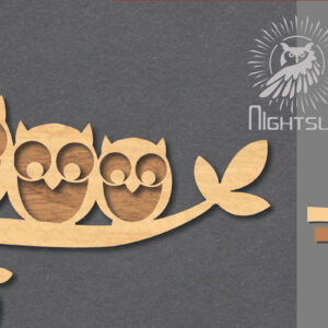 Intra απο ξύλο plywood  Χρώμα wenge 3mm-4mm πάχος - Διακόσμηση Family Owl 1 Δίασταση 20x20 cm INTRAFABR-99827838