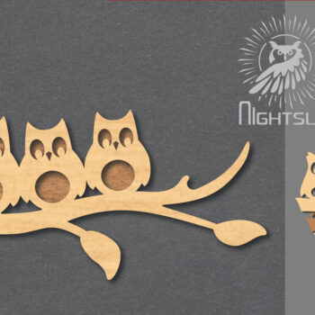 Intra απο ξύλο plywood Χρώμα wenge 3mm-4mm πάχος - Διακόσμηση Family Owl 3 Δίασταση 20x20 cm INTRAFABR-101833166 - Image 1