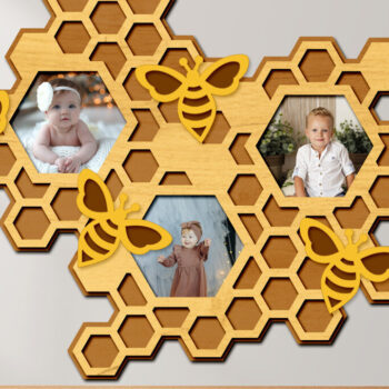 Intra απο ξύλο plywood  Χρώμα wenge 3mm-4mm πάχος - Οικογενειακή κορνίζα με Honeycomb Δίασταση 19x15 cm INTRAFABR-35575127 - Image 1