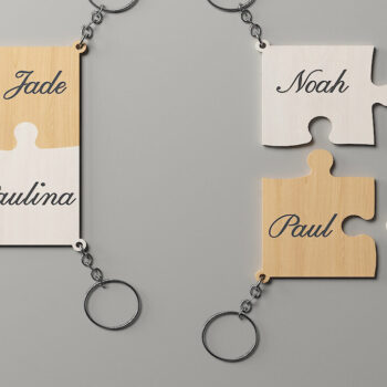 Intra απο ξύλο plywood Χρώμα wenge 3mm-4mm πάχος - Διανυσματικά κομμένα αρχεία για μπρελόκ για οικογένεια παζλ Δίασταση 4x4 cm INTRAFABR-114285096 - Image 1