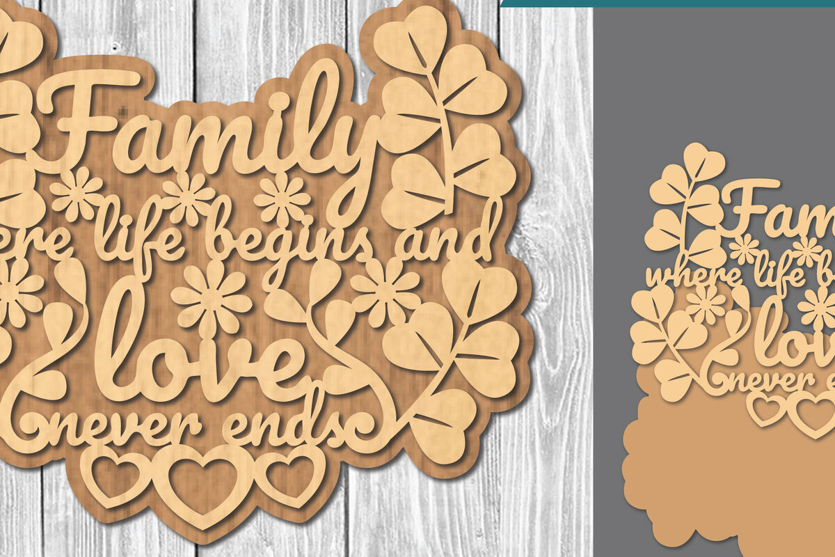 Intra απο ξύλο plywood  Χρώμα wenge 3mm-4mm πάχος - Οικογενειακά αποσπάσματα Σήμα κοπής λέιζερ 3 Δίασταση 20x20 cm INTRAFABR-103872838