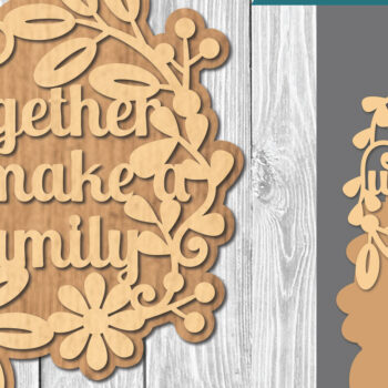 Intra απο ξύλο plywood  Χρώμα wenge 3mm-4mm πάχος - Οικογενειακά αποσπάσματα Σήμα κοπής λέιζερ 4 Δίασταση 20x20 cm INTRAFABR-73769169 - Image 1