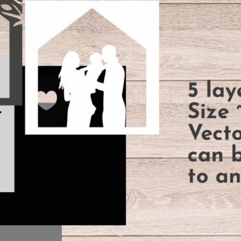 Intra απο ξύλο plywood  Χρώμα wenge 3mm-4mm πάχος - Family Shadow Box, Love Light Box Δίασταση 9x9 cm INTRAFABR-25612928 - Image 2