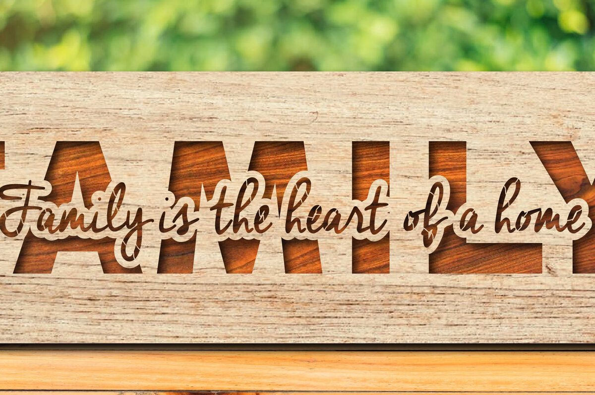 Intra απο ξύλο plywood  Χρώμα wenge 3mm-4mm πάχος - Family Sign 2 Layers 3D Δίασταση 30x20 cm INTRAFABR-73769789