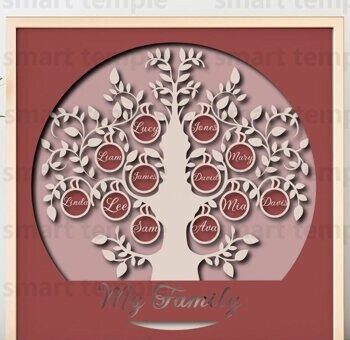 Intra απο ξύλο plywood Χρώμα wenge 3mm-4mm πάχος - Family Tree 3d Light Box,Family Tree Δίασταση 30x20 cm INTRAFABR-16857101 - Image 1