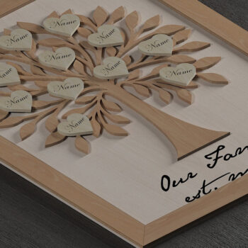 Intra απο ξύλο plywood  Χρώμα wenge 3mm-4mm πάχος - Οικογενειακό δέντρο και πλαίσιο / Οικογενειακό σημάδι 309 Δίασταση 30x20 cm INTRAFABR-36386528 - Image 2