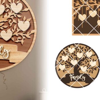 Intra απο ξύλο plywood  Χρώμα wenge 3mm-4mm πάχος - Οικογενειακό δέντρο με 3D Design Σετ 3 τεμαχίων Δίασταση 714x714 cm INTRAFABR-36772401 - Image 1