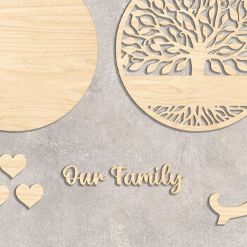 Intra απο ξύλο plywood Χρώμα wenge 3mm-4mm πάχος - αποκοπής λέιζερ οικογενειακού δέντρου Δίασταση 20x20 cm INTRAFABR-25838117 - Image 2