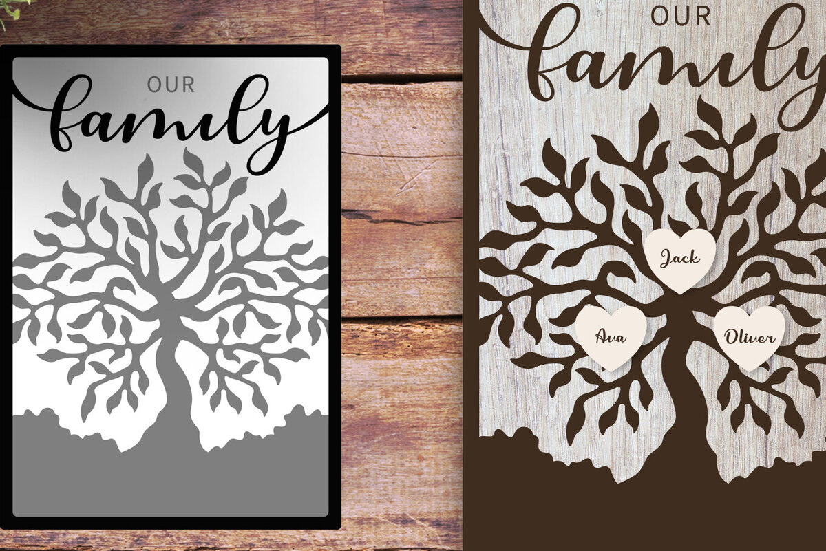 Intra απο ξύλο plywood  Χρώμα wenge 3mm-4mm πάχος - Προσωποποιημένη οικογενειακού δέντρου Δίασταση 30x20 cm INTRAFABR-25838798