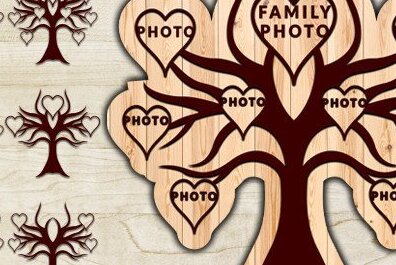 Intra απο ξύλο plywood  Χρώμα wenge 3mm-4mm πάχος - Οικογενειακό Δέντρο Δίασταση 20x20 cm INTRAFABR-24980075