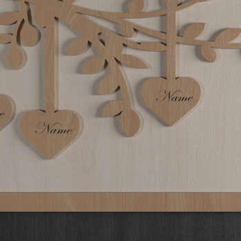 Intra απο ξύλο plywood  Χρώμα wenge 3mm-4mm πάχος - Family Tree File Laser Hanging Heart 308 Δίασταση 20x20 cm INTRAFABR-24980910 - Image 3