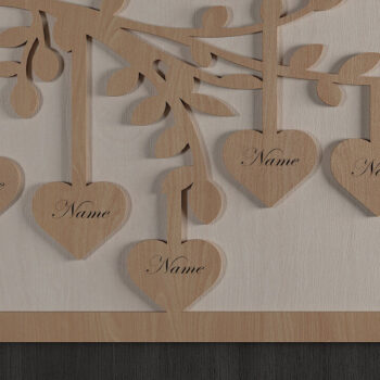Intra απο ξύλο plywood  Χρώμα wenge 3mm-4mm πάχος - Family Tree File Laser Hanging Heart 308 Δίασταση 20x20 cm INTRAFABR-24980910 - Image 8
