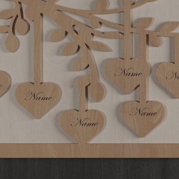 Intra απο ξύλο plywood  Χρώμα wenge 3mm-4mm πάχος - Family Tree File Laser Hanging Heart 308 Δίασταση 20x20 cm INTRAFABR-24980910 - Image 9