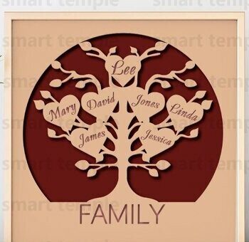 Intra απο ξύλο plywood Χρώμα wenge 3mm-4mm πάχος - Family Tree Layered, Family Tree Cricut Δίασταση 30x20 cm INTRAFABR-24978396 - Image 1