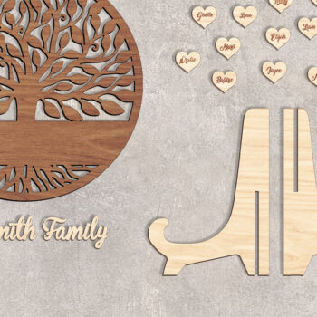 Intra απο ξύλο plywood  Χρώμα wenge 3mm-4mm πάχος - Δώρο για την Ημέρα της Μητέρας Οικογενειακό Δέντρο - Break Jhon Δίασταση 20x20 cm INTRAFABR-56416469 - Image 2