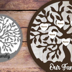 Intra απο ξύλο plywood  Χρώμα wenge 3mm-4mm πάχος - Προσωποποιημένο Laser Family Tree of Life Δίασταση 30x20 cm INTRAFABR-56385242