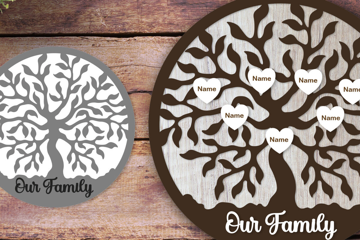 Intra απο ξύλο plywood  Χρώμα wenge 3mm-4mm πάχος - Προσωποποιημένο Laser Family Tree of Life Δίασταση 30x20 cm INTRAFABR-56385242