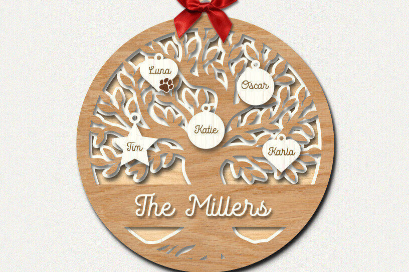 Intra απο ξύλο plywood  Χρώμα wenge 3mm-4mm πάχος - Στολίδια οικογενειακού δέντρου Δίασταση 6x6 cm INTRAFABR-29216526