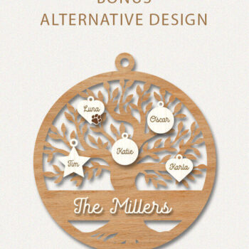 Intra απο ξύλο plywood  Χρώμα wenge 3mm-4mm πάχος - Στολίδια οικογενειακού δέντρου Δίασταση 6x6 cm INTRAFABR-29216526 - Image 3