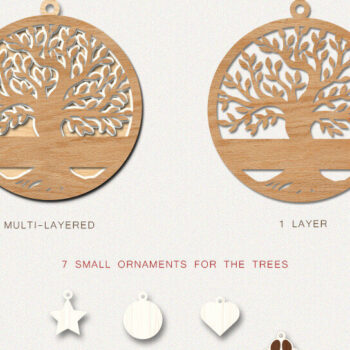 Intra απο ξύλο plywood  Χρώμα wenge 3mm-4mm πάχος - Στολίδια οικογενειακού δέντρου Δίασταση 6x6 cm INTRAFABR-29216526 - Image 4