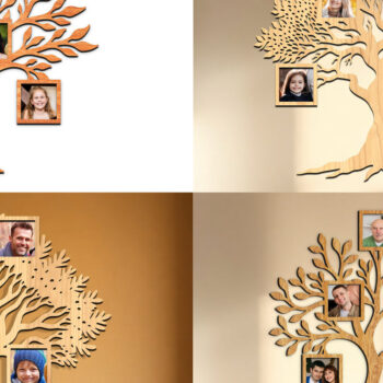 Intra απο ξύλο plywood Χρώμα wenge 3mm-4mm πάχος - Πακέτο κοπής με λέιζερ με κορνίζα οικογενειακού δέντρου Δίασταση 20x25 cm INTRAFABR-21825191 - Image 1