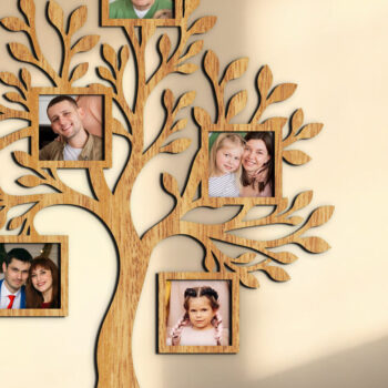 Intra απο ξύλο plywood Χρώμα wenge 3mm-4mm πάχος - Πακέτο κοπής με λέιζερ με κορνίζα οικογενειακού δέντρου Δίασταση 20x25 cm INTRAFABR-21825191 - Image 4