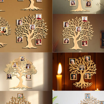 Intra απο ξύλο plywood  Χρώμα wenge 3mm-4mm πάχος - Πακέτο κοπής με λέιζερ με κορνίζα οικογενειακού δέντρου Δίασταση 20x25 cm INTRAFABR-21823126 - Image 1