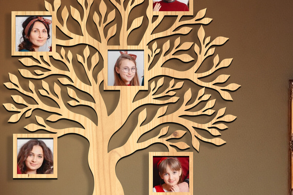 Intra απο ξύλο plywood  Χρώμα wenge 3mm-4mm πάχος - Οικογενειακό δέντρο Κορνίζα φωτογραφιών Δίασταση 20x25 cm INTRAFABR-75662324