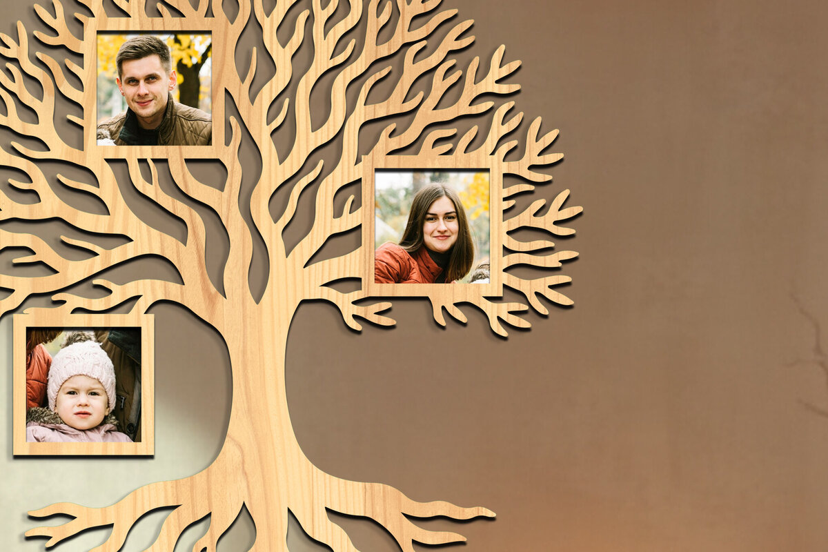 Intra απο ξύλο plywood  Χρώμα wenge 3mm-4mm πάχος - Οικογενειακό δέντρο Κορνίζα φωτογραφιών Δίασταση 20x25 cm INTRAFABR-46934073