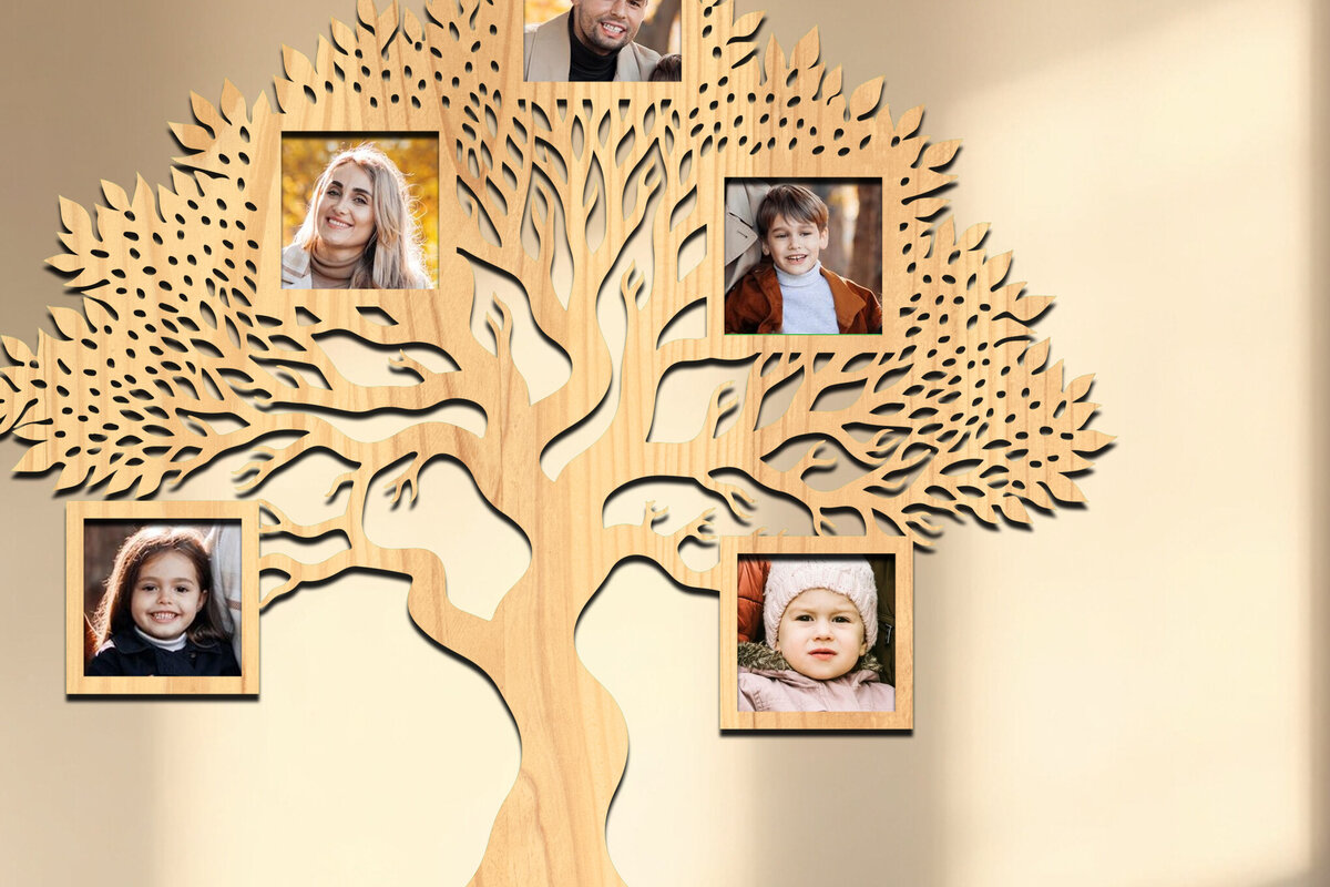 Intra απο ξύλο plywood  Χρώμα wenge 3mm-4mm πάχος - Οικογενειακό δέντρο Κορνίζα φωτογραφιών Δίασταση 20x25 cm INTRAFABR-46923029