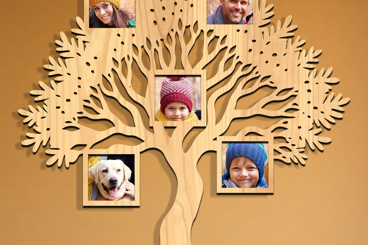 Intra απο ξύλο plywood  Χρώμα wenge 3mm-4mm πάχος - Οικογενειακό δέντρο Κορνίζα φωτογραφιών Δίασταση 20x25 cm INTRAFABR-73194453