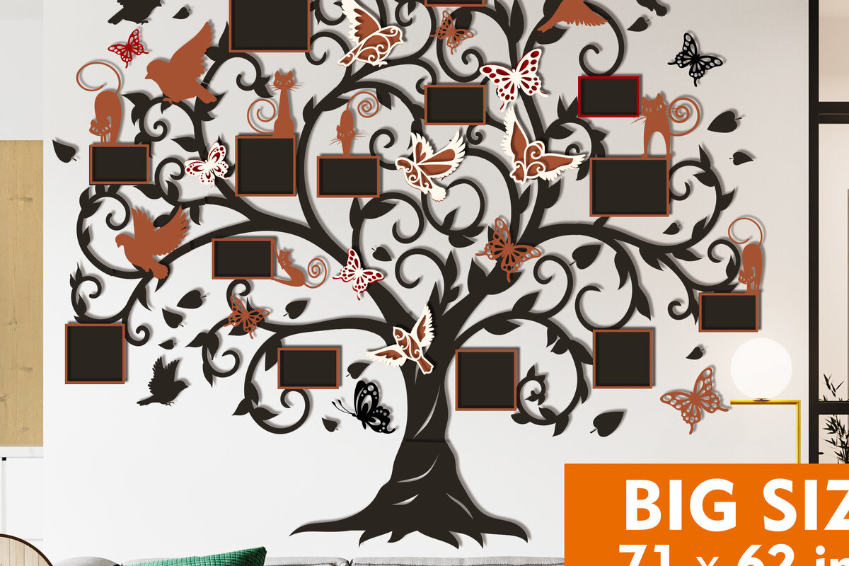 Intra απο ξύλο plywood  Χρώμα wenge 3mm-4mm πάχος - Κορνίζες οικογενειακού δέντρου Δίασταση 71x62 cm INTRAFABR-73333462