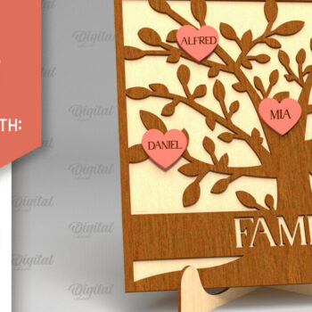 Intra απο ξύλο plywood  Χρώμα wenge 3mm-4mm πάχος - Σημάδι οικογενειακού δέντρου. 3D Δίασταση 30x20 cm INTRAFABR-73552493 - Image 1