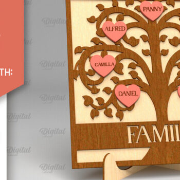 Intra απο ξύλο plywood  Χρώμα wenge 3mm-4mm πάχος - Σημάδι οικογενειακού δέντρου. 3D Δίασταση 30x20 cm INTRAFABR-32532518 - Image 1