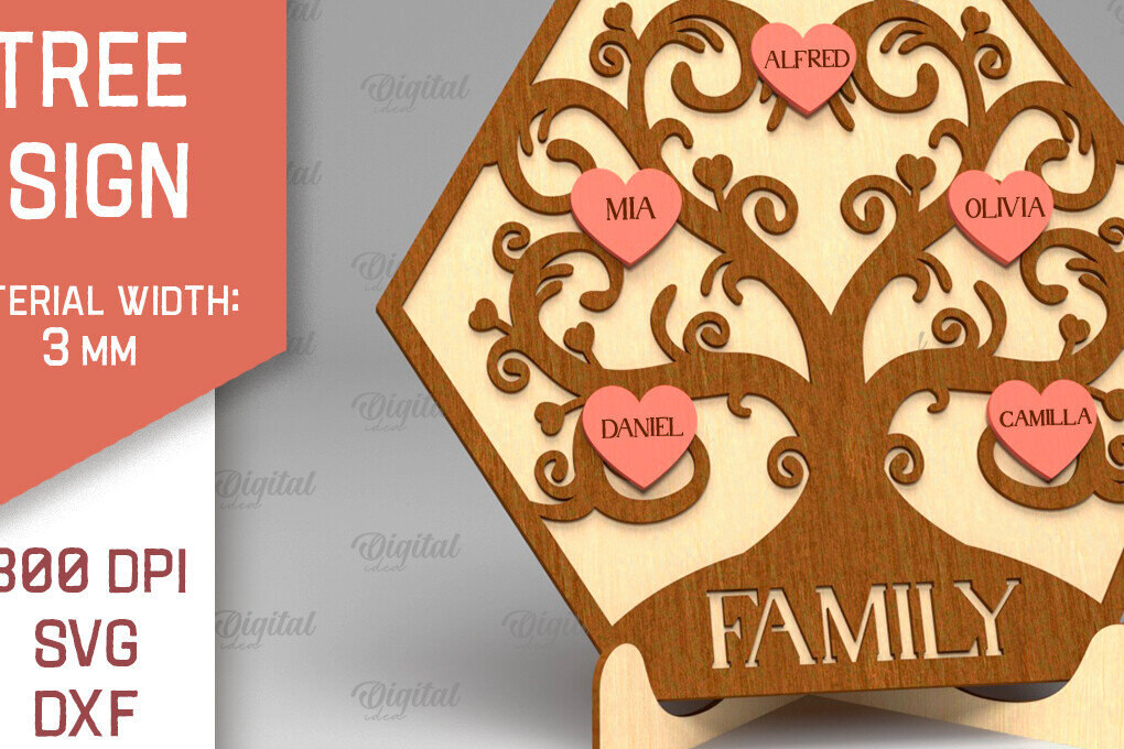 Intra απο ξύλο plywood  Χρώμα wenge 3mm-4mm πάχος - Σημάδι οικογενειακού δέντρου. 3D Δίασταση 30x20 cm INTRAFABR-30968412