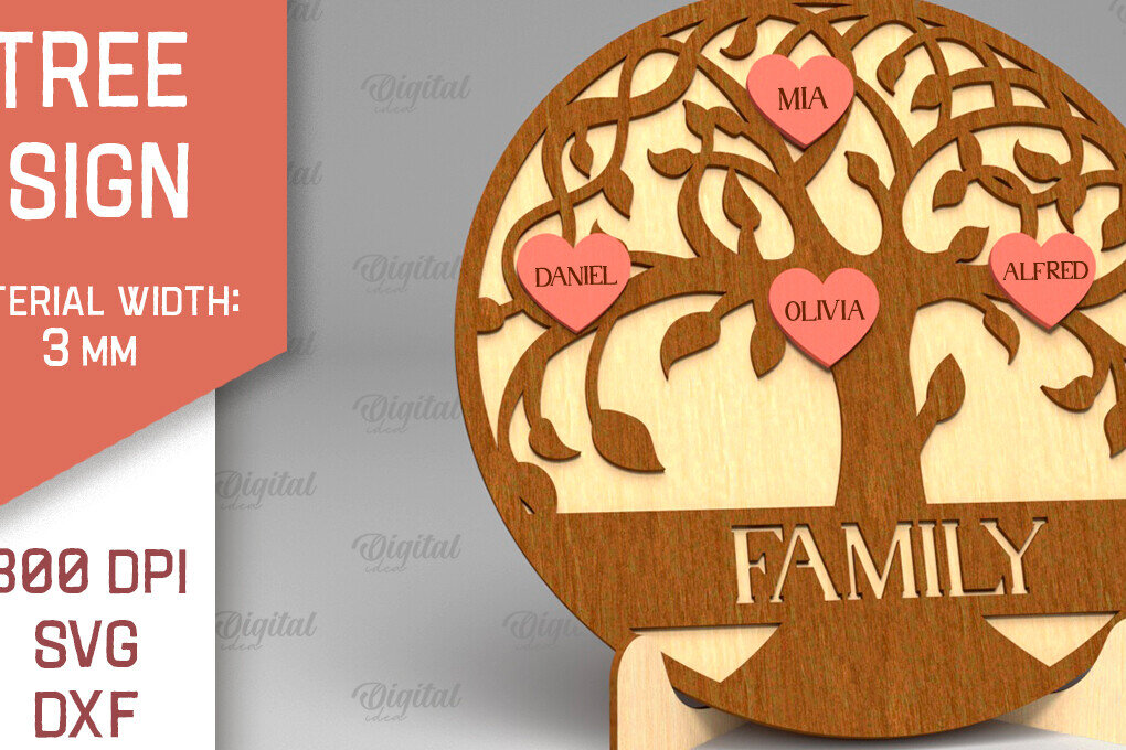 Intra απο ξύλο plywood  Χρώμα wenge 3mm-4mm πάχος - Σημάδι οικογενειακού δέντρου. 3D Δίασταση 30x20 cm INTRAFABR-17816508