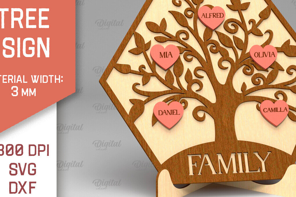 Intra απο ξύλο plywood  Χρώμα wenge 3mm-4mm πάχος - Σημάδι οικογενειακού δέντρου. 3D Δίασταση 30x20 cm INTRAFABR-17814710